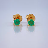 Stud Earrings Four Claws Emerald 0.85gr / 18K Gold