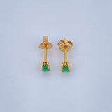 Stud Earrings Four Claws Emerald 0.85gr / 18K Gold