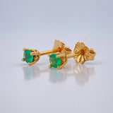 Stud Earrings Four Claws Emerald 0.85gr / 18K Gold