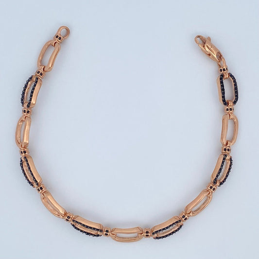 Pulso Rectángulo  18.4gr / 8 3/4 in /  Dos Oros Negro Rosa  Nac.Esp. 18K $
