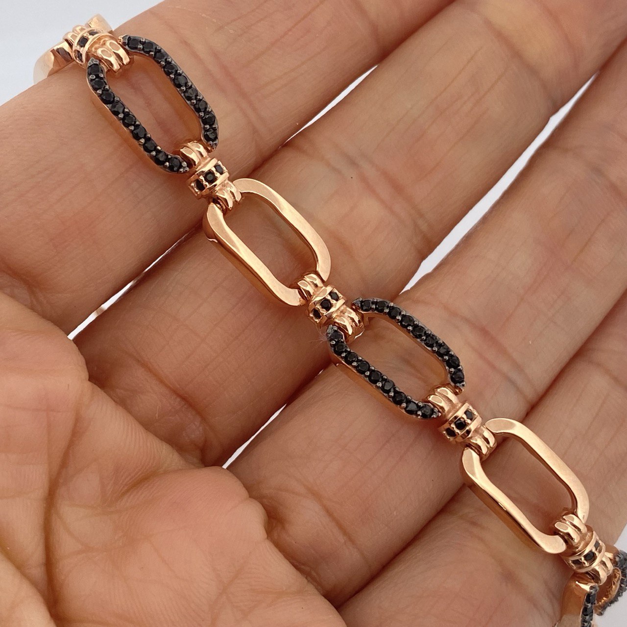 Rectangle Bracelet 18.4gr / 8 3/4 in / Two Golds Black Rose Nac.Esp. 18K $