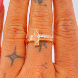 Anillo Jesus 4.5gr / T8 1/2 / Dos Oros Blanco Rosa 18K $