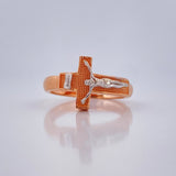 Anillo Jesus 4.5gr / T8 1/2 / Dos Oros Blanco Rosa 18K $