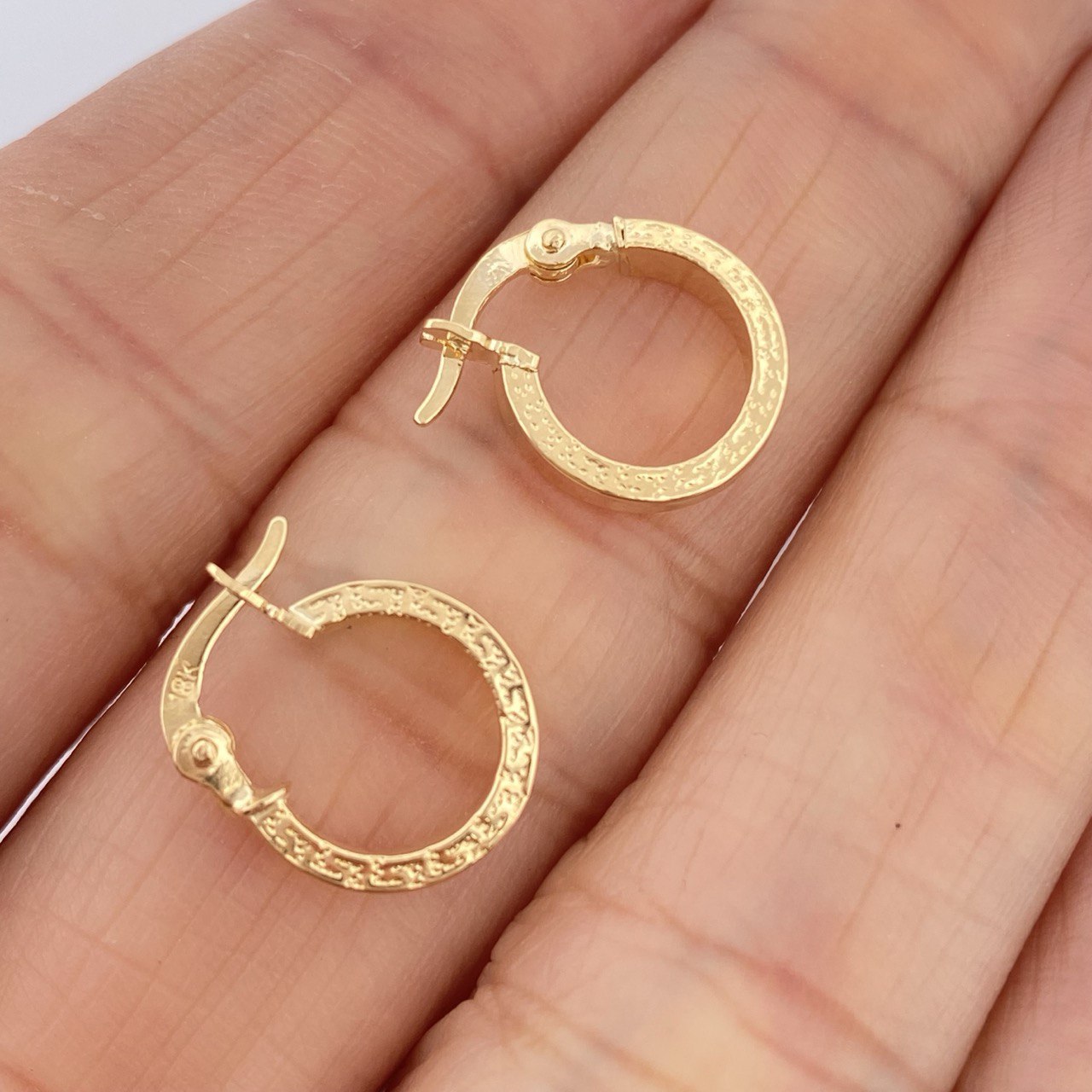 Tribal Hoop Earrings 1gr / 1/2 in / 18K Gold $