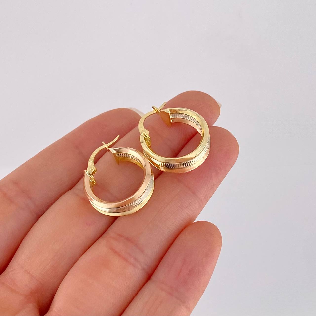 Hoop Earrings Ash 2.9g / 3/4 in Three Golds 18K