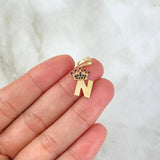 Pendant N Crown 1gr / 2.3cm / Polished Black Zircons 18K Yellow Gold ©