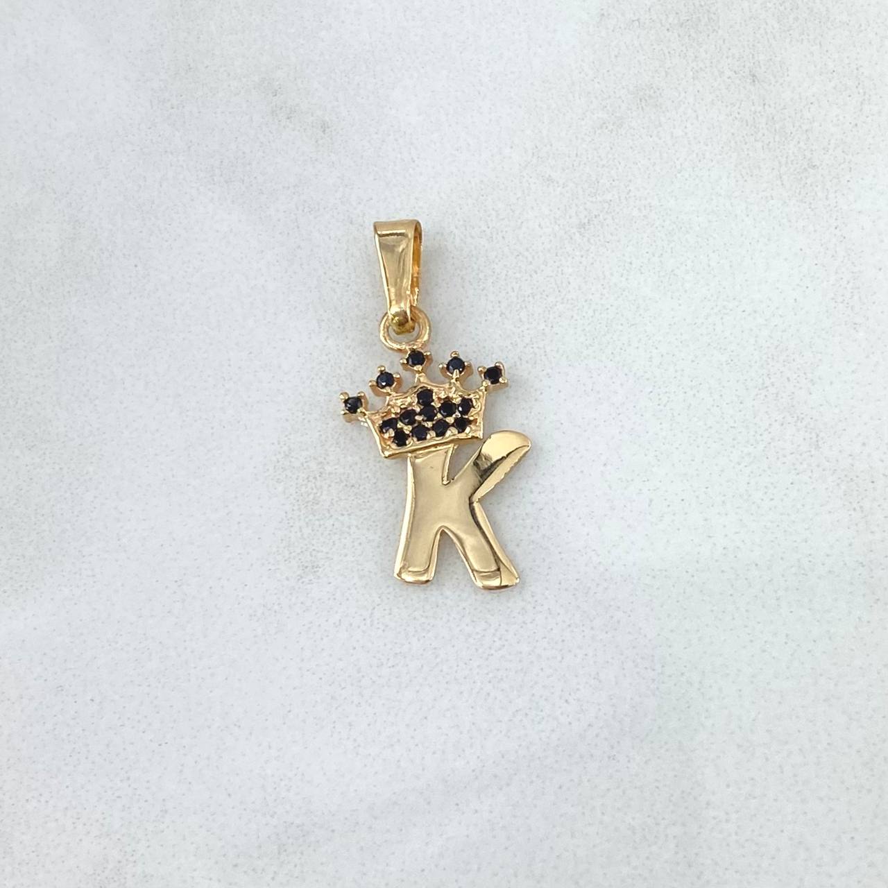 Pendant K Crown 0.9gr / 2.3cm / Polished Black Zircons 18K Yellow Gold ©