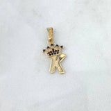 Pendant K Crown 0.9gr / 2.3cm / Polished Black Zircons 18K Yellow Gold ©