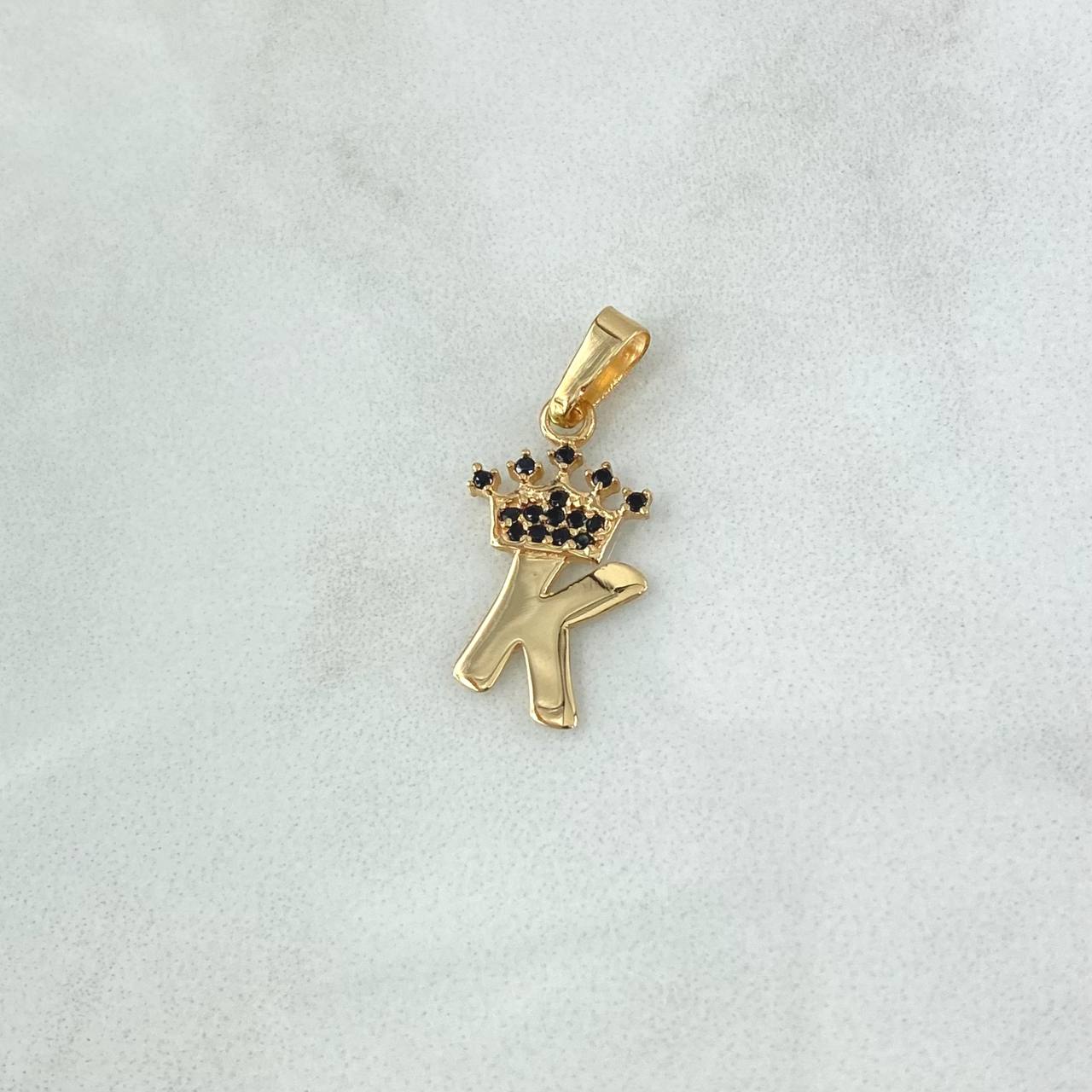 Pendant K Crown 0.9gr / 2.3cm / Polished Black Zircons 18K Yellow Gold ©