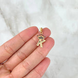 Pendant K Crown 0.9gr / 2.3cm / Polished Black Zircons 18K Yellow Gold ©