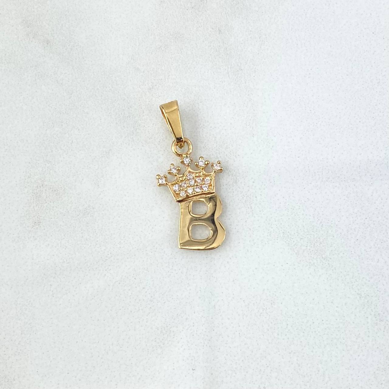 Pendant B Crown 0.9gr / 2.3cm / Polished White Zircons 18K Yellow Gold ©
