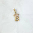 Pendant B Crown 0.9gr / 2.3cm / Polished White Zircons 18K Yellow Gold ©
