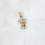 Pendant B Crown 0.9gr / 2.3cm / Polished White Zircons 18K Yellow Gold ©