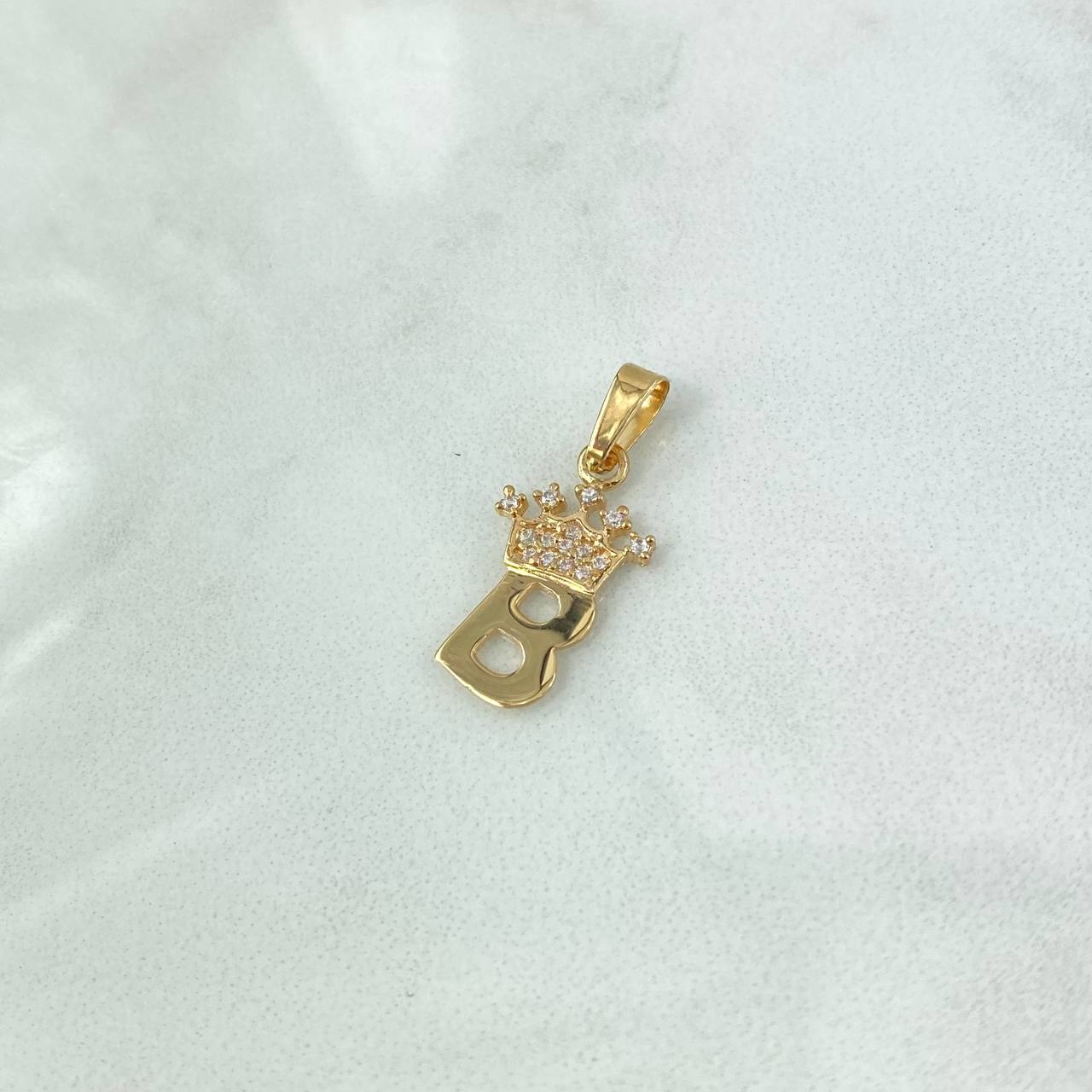 Pendant B Crown 0.9gr / 2.3cm / Polished White Zircons 18K Yellow Gold ©
