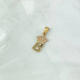 Pendant B Crown 0.9gr / 2.3cm / Polished White Zircons 18K Yellow Gold ©