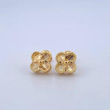 Topos Trébol VCyA 2.3gr / 8mm Diamantado Borde Punteado Oro Amarillo Nac.Esp. 18K ©