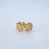 Topos Virgen De Guadalupe 1gr / 8mm / Circones Blancos Oro Amarillo 18K
