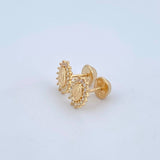 Stud Earrings Virgin of Guadalupe 0.95gr / 8mm White Zircons 18K Yellow Gold ©