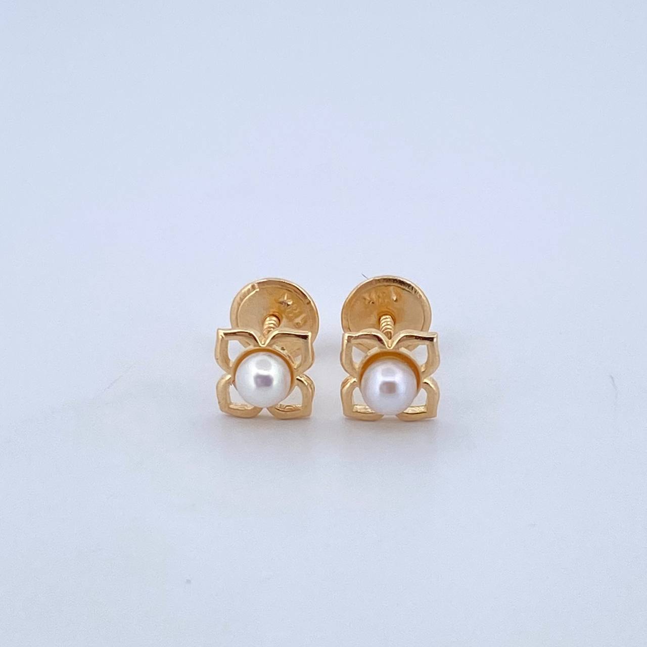Topos Flor Perla 0.9gr / 7mm Silueta Oro Amarillo 18K ©