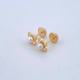 Topos Flor Perla 0.9gr / 7mm Silueta Oro Amarillo 18K ©