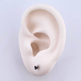 Stud Earrings Stone 0.8gr / 3mm Sapphires 28Pts Lobster Claw Butterfly 18K White Gold (Jewel) ©