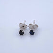 Stud Earrings Stone 0.8gr / 3mm Sapphires 28Pts Lobster Claw Butterfly 18K White Gold (Jewel) ©