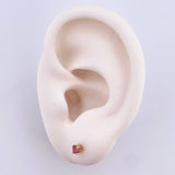 Stud Earrings Stone 0.9gr / 3mm Rubys 35Pts Lobster Claw Butterfly 18K Yellow Gold (Jewel) ©