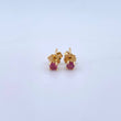 Stud Earrings Stone 0.9gr / 3mm Rubys 35Pts Lobster Claw Butterfly 18K Yellow Gold (Jewel) ©