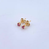 Stud Earrings Stone 0.9gr / 3mm Rubys 35Pts Lobster Claw Butterfly 18K Yellow Gold (Jewel) ©