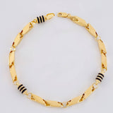 Bracelet Rustic Black Rubber 6 g / 8 1/4 in / 5 mm Yellow Gold 18K
