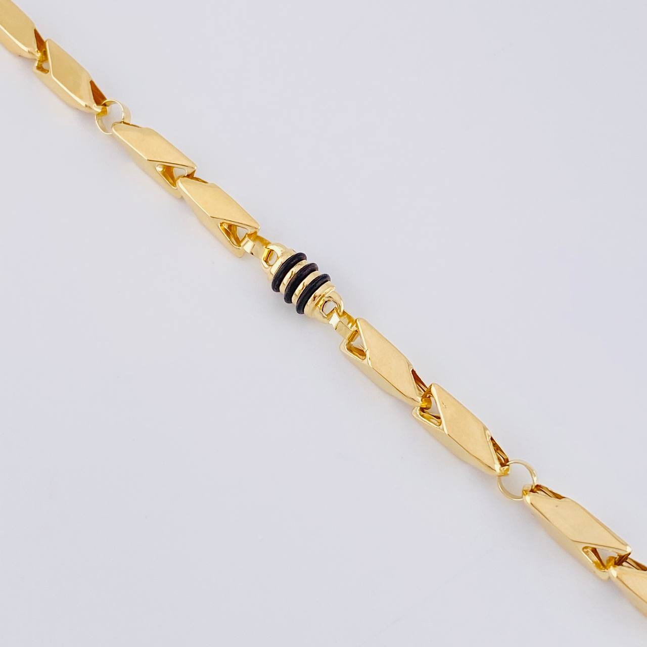 Bracelet Rustic Black Rubber 6 g / 8 1/4 in / 5 mm Yellow Gold 18K