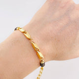 Bracelet Rustic Black Rubber 6 g / 8 1/4 in / 5 mm Yellow Gold 18K