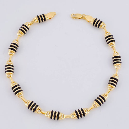 Pulso Rustico Cauchos Negros 5.1 g / 8 1/2 in / 5.2 mm Oro Amarillo 18K