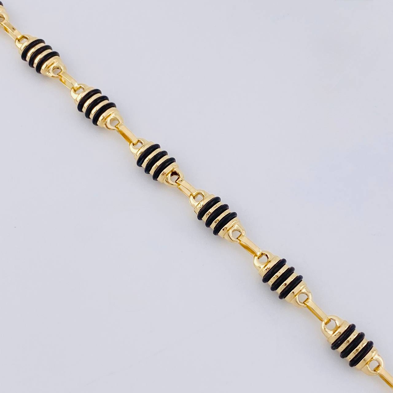 Bracelet Rustic Black Rubber 5.1 g / 8 1/2 in / 5.2 mm Yellow Gold 18K