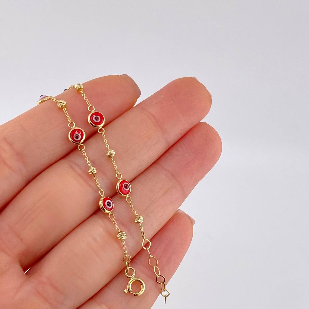 Bracelet Modulable Evil Eye 1.85 g / 7 1/2 in - 7 in / 2.5 mm Yellow Gold 18K