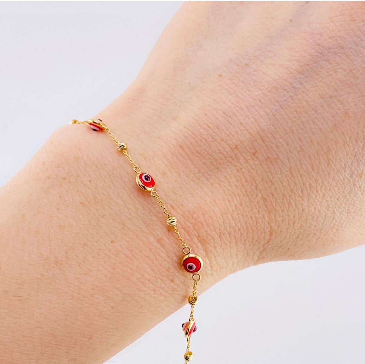 Bracelet Modulable Evil Eye 1.85 g / 7 1/2 in - 7 in / 2.5 mm Yellow Gold 18K