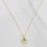 Set Cadena Veneciana + Dije Mariposa Esmeralda 06Pts / 1.3 g / 17 3/4 in Oro Amarillo 18K