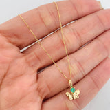 Set Cadena Veneciana + Dije Mariposa Esmeralda 06Pts / 1.3 g / 17 3/4 in Oro Amarillo 18K