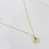 Set Cadena Veneciana + Dije Mariposa Esmeralda 06Pts / 1.3 g / 17 3/4 in Oro Amarillo 18K