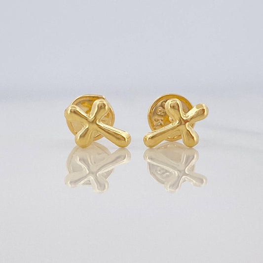 Stud Earrings Byzantine Cross 0.55 g / in / 5.9 mm Yellow Gold 18K
