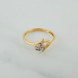 Anillo Corazon Doble 1.9gr / T7 / 3/4 in / Dos Oros Amarillo Blanco 18K $