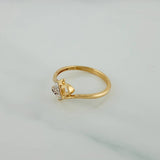 Anillo Corazon Doble 1.9gr / T7 / 3/4 in / Dos Oros Amarillo Blanco 18K $