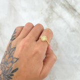 Anillo Trebol VCyA 2.3gr / T6 3/4 / Diamantado Punteado Oro Amarillo 18K