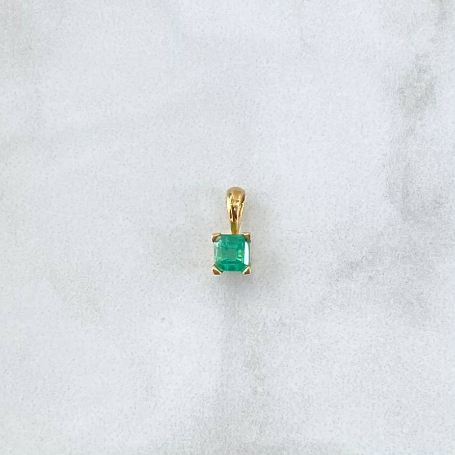 Pendant Square 0.55gr / 1cm / Emerald 33Pts 18K Yellow Gold (Jewel) ©