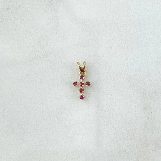 Dije Cruz 0.25gr / 1.2cm / Rubys 10Pts Oro Amarillo 18K (Joya) ©