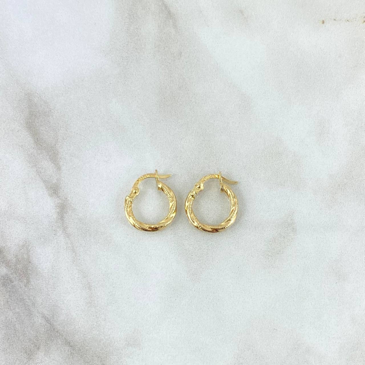 Hoop Earrings Asby 1.75gr / 1.8cm / Punctuated Toffee 18K Yellow Gold *