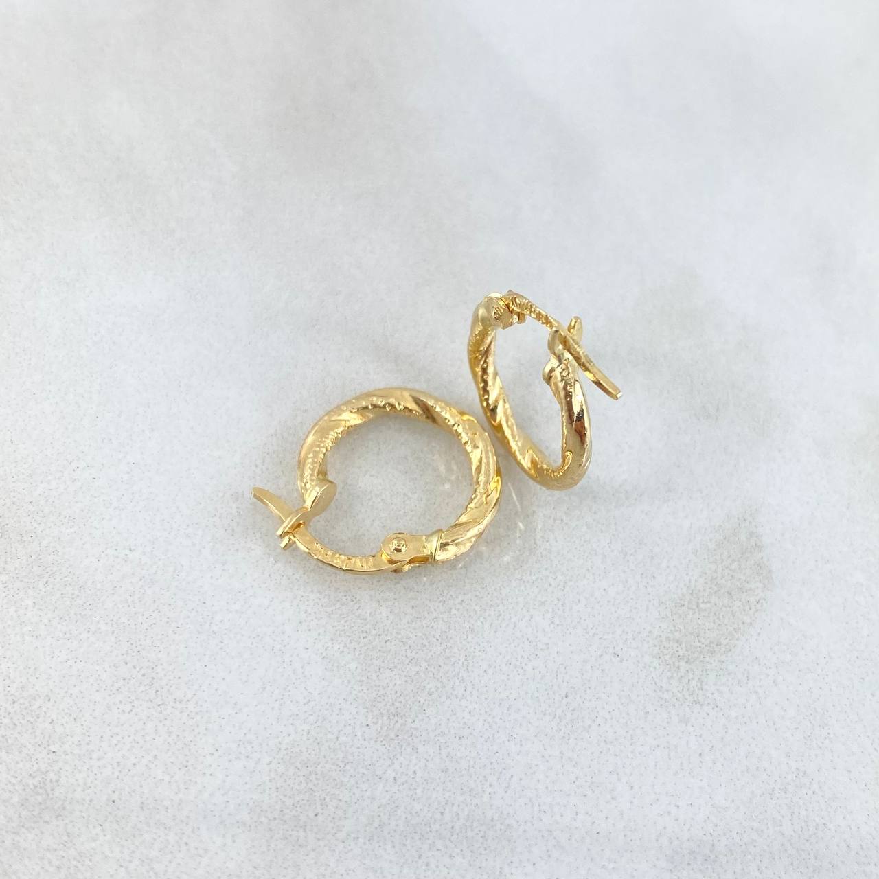 Hoop Earrings Asby 1.75gr / 1.8cm / Punctuated Toffee 18K Yellow Gold *