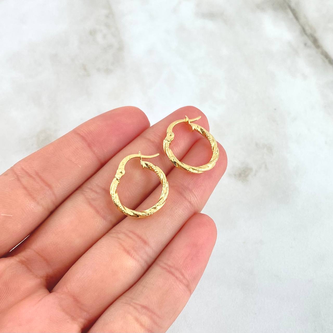 Hoop Earrings Asby 1.65gr / 2.8cm / Melcocha Punteadas 18K Yellow Gold