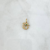 Dije Delfin 1.05gr / 1.7cm / Circones Blancos Verde Silueta Oro Amarillo 18K