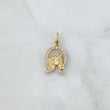 Dije Herradura Caballo 1.8gr / 2.4cm / Circones Blancos  Oro Amarillo 18K *